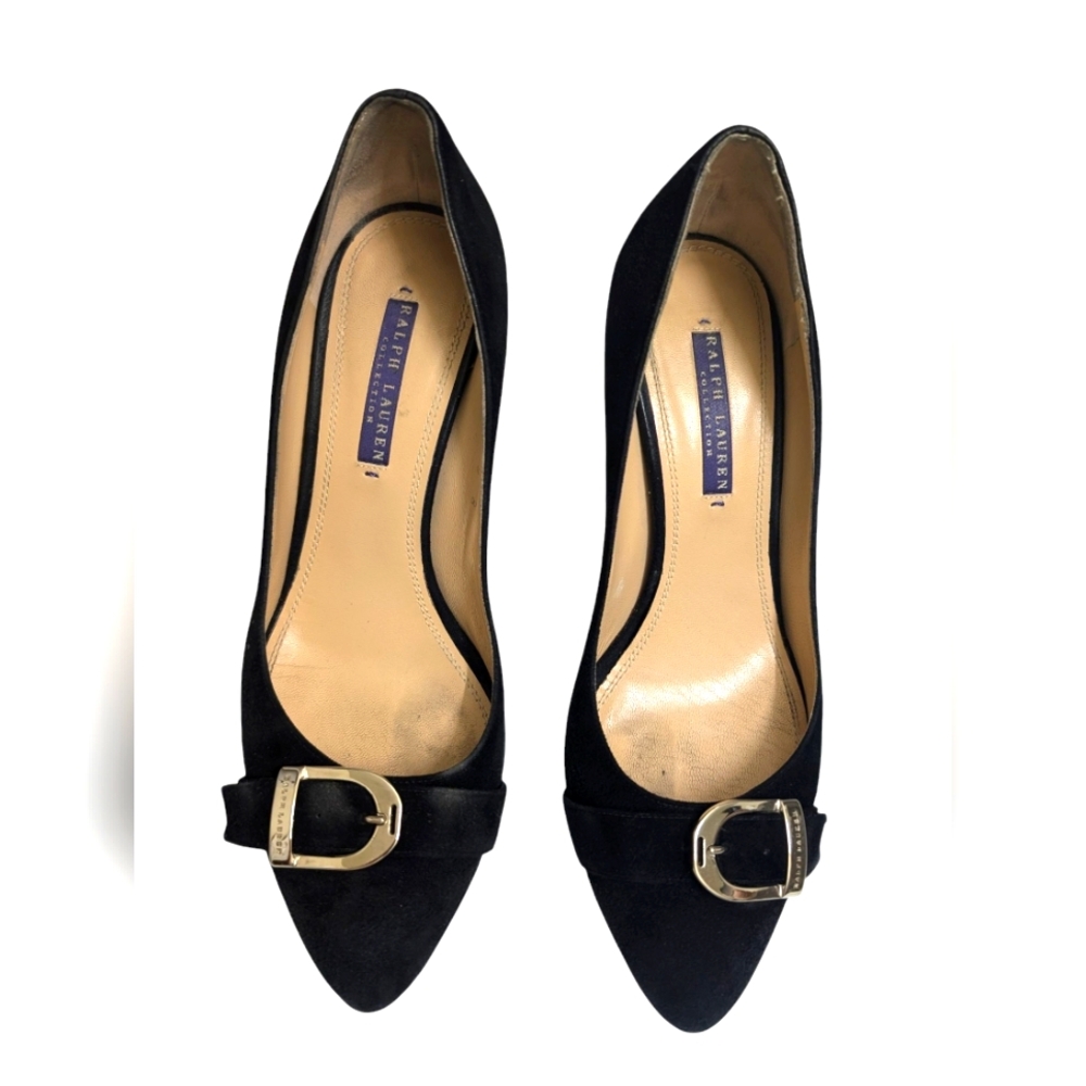 Ralph Lauren Collection Purple Label Black Kitten Heels Size: 9B